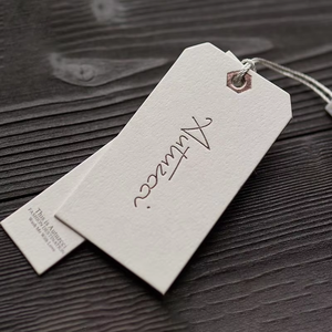 <strong>High</strong> <strong>Quality</strong> Custom Die Cut <strong>String</strong> Style Hang Tag Reusable Embossed Eyelet Paper Tag with Logo for Clothing &amp; Shoes Bags - Product Image 1