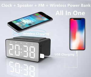 带麦克风的无线充电闹钟调频收音机蓝牙扬声器 - Product Image 5