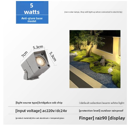 anti-glare oblique cap-base 5w-low voltage 24v warm white