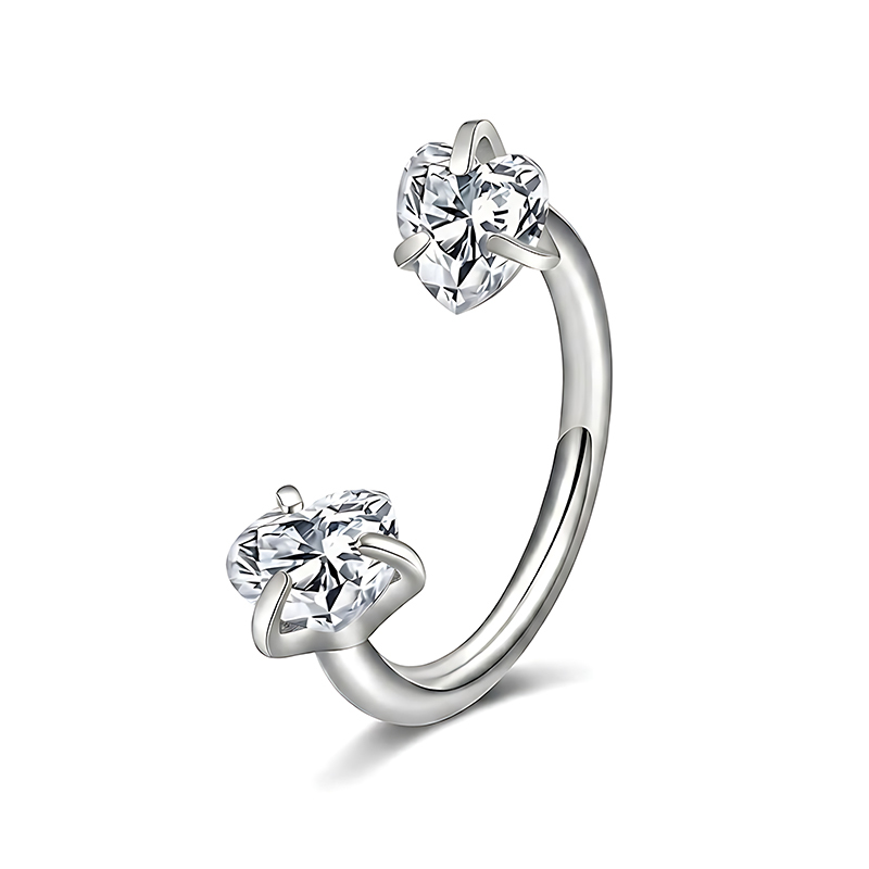 argentato - Zirconia bianca a cuore
