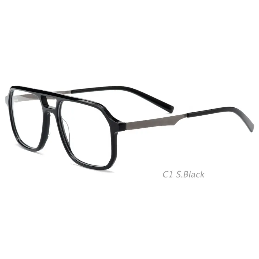 نظارات بإطار من مادة الأسيتات للبيع بالجملة وتتميز بتصميم جديد 2665 للنظارات الضوئية ذات الجسر المزدوج