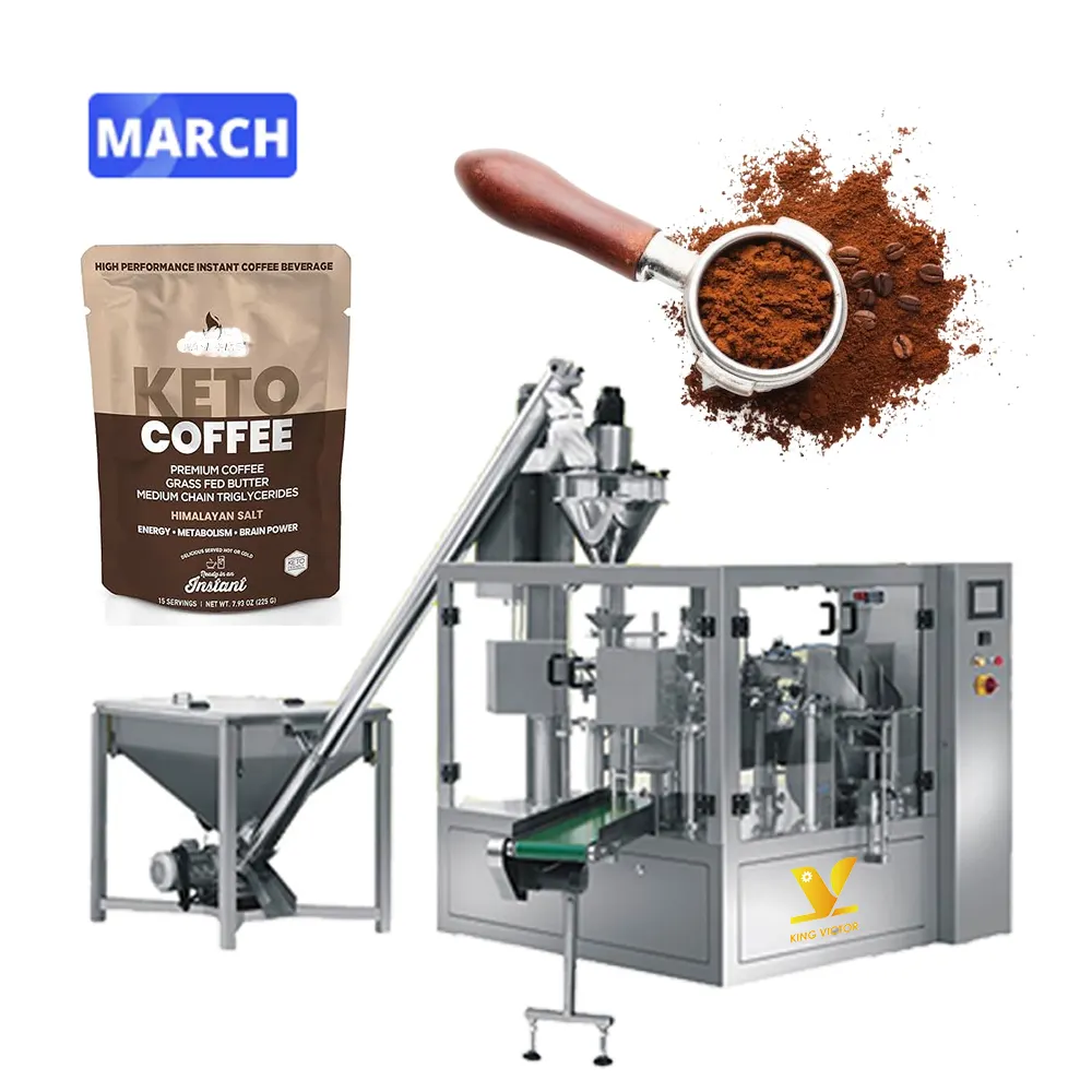 Machine automatique d'emballage de sachets debout doypack machine d'emballage de poudre de café instantané de grande capacité
