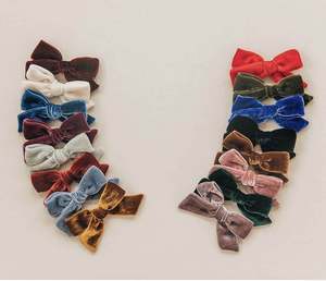 Baby Girl Custom Handcraft Velvet Hair <strong>Bow</strong> Large Hair <strong>Bow</strong> Velvet <strong>Bow</strong> Clips - Product Image 6