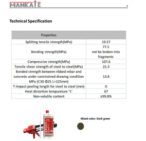 Statik mikser ile NJMKT-500 <span class=keywords><strong>ETA</strong></span> onayı saf epoksi enjeksiyon harcı beton yapıştırıcı kimyasal çapa