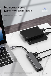 Logo personalizzato 10 / 100 / 1000Mbps USB a RJ45 adattatore USB 3.0 a rete Ethernet adattatore con 3 USB 3.0 hub - Product Image 5