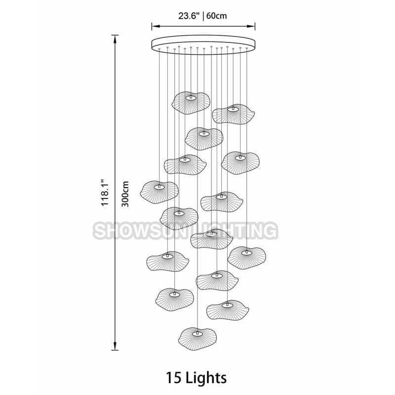 15ไฟ: D60cm x H300cm