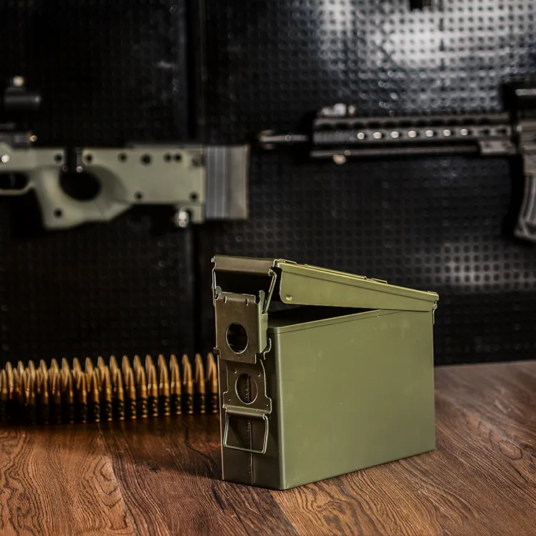GLARY boîte à munitions rigide en métal ignifuge étanche forte étanchéité boîte à munitions durable boîte à munitions de terrain mallette de rangement robuste
