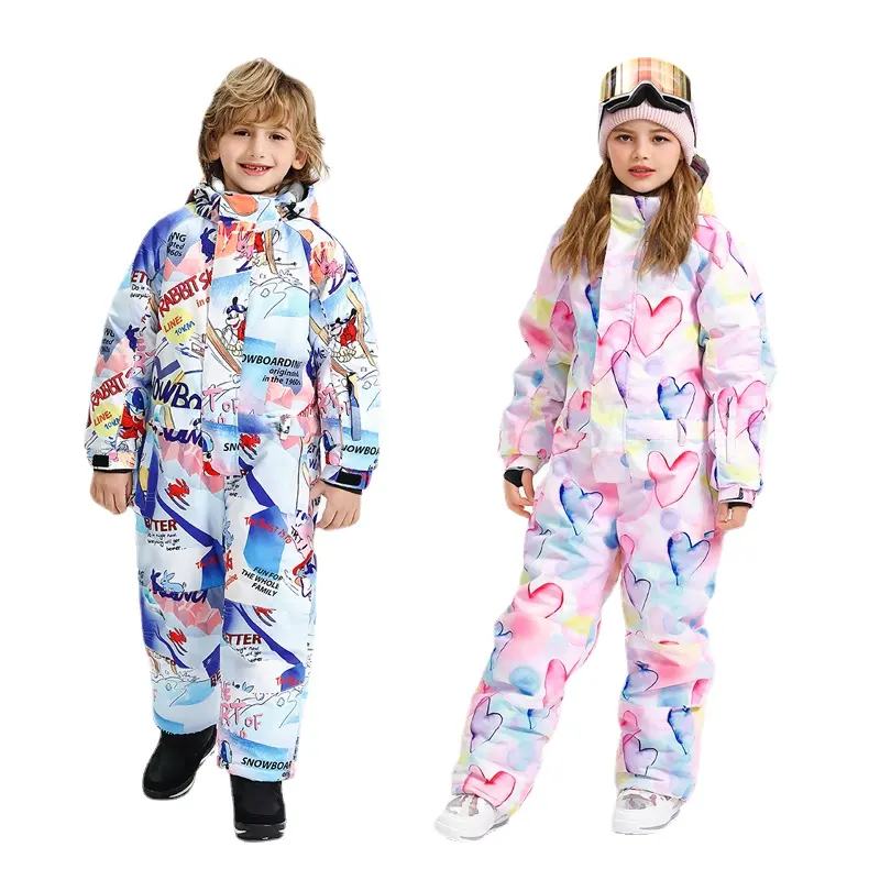 Children Snowsuit Kids Ski Jumpsuits One Piece Ski Overalls Kids Waterproof Windproof Girls Snowboarding Suits Snow Clothes