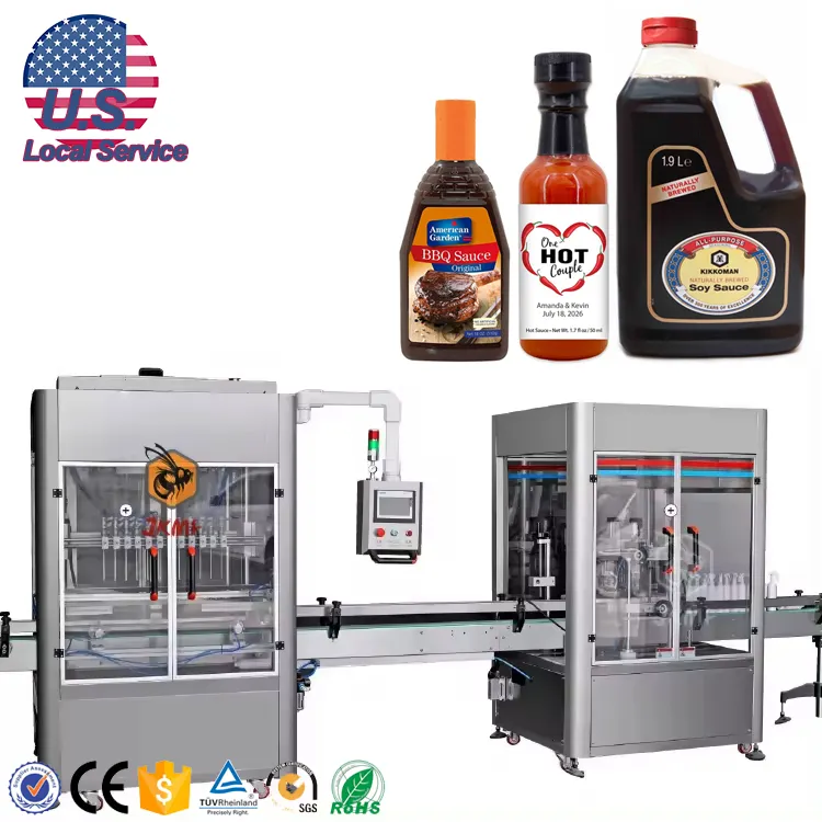 USA Local Service Automatic Sauce Glass Bottle Filling Machine BBQ Soy Sauce Hot Chilli Sauce Jar Filling Packing Machine
