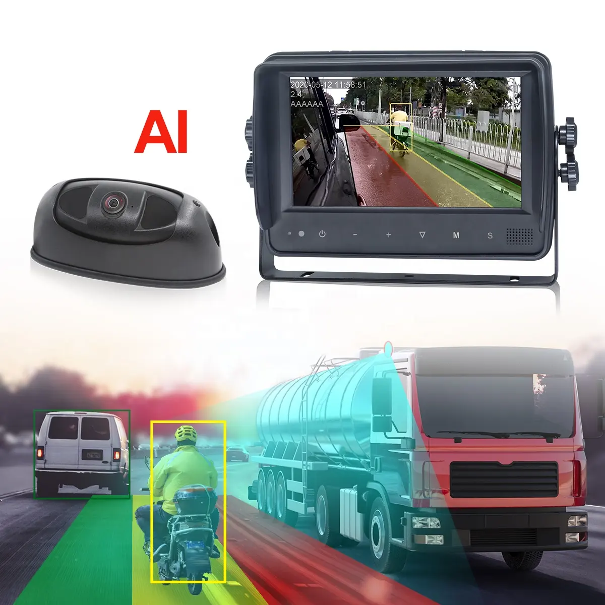 STONKAM toter-winkel-erkennungssystem mit IP69K wasserdichter Seitenaufnahmenkamera für Lkw für Bus und Bauauto