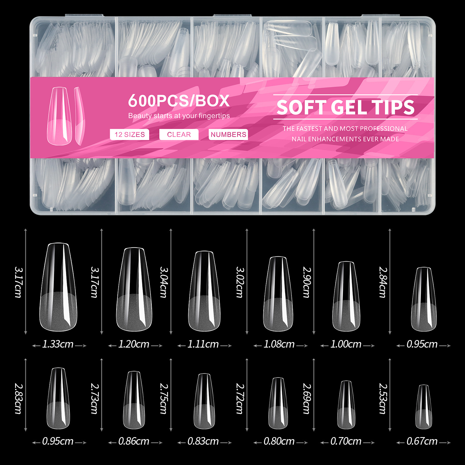 600 pcs seamless nail tips 11-pmma