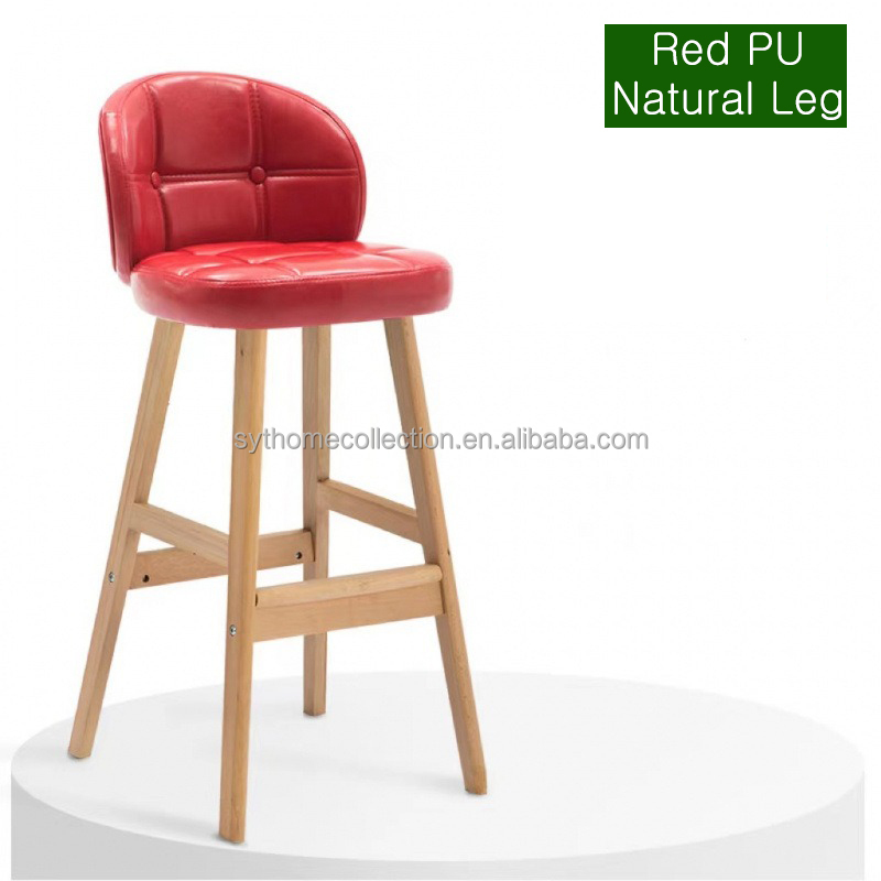 Asiento rojo + Patas de madera