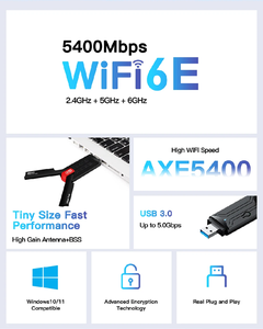 Wifi6e ax5400 USB3.0 không dây <span class=keywords><strong>USB</strong></span> Adapter Tri-Band 2.4GHz/5GHz/6Ghz cho PC/máy tính xách tay Win10/11 trình điều khiển miễn phí - Product Image 5