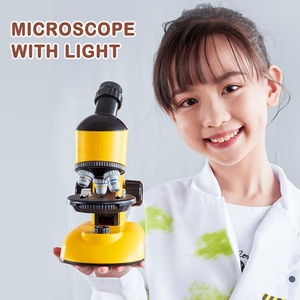 Microscopio para niños, Kit de ciencia para principiantes, gran aumento, 100-1200X, con tallo de luz, juguete con toboganes de plástico - Product Image 2