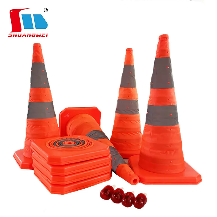 Cônes de signalisation pliables à usages multiples Cônes de stationnement routier de sécurité Orange fluorescent Pop Up Cônes de sécurité réfléchissants d'urgence