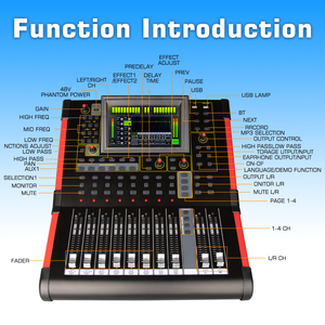 デジタルオーディオミキサーMD12オーディオミキサー48Vファントムパワー12チャンネルサウンドミキシングコンソール - Product Image 4