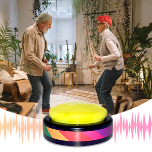 Botón de sonido programable parlante con voz, botón pulsador fácil personalizado grande, botones de fiesta de baile de música electrónica con luz LED - Product Image 1