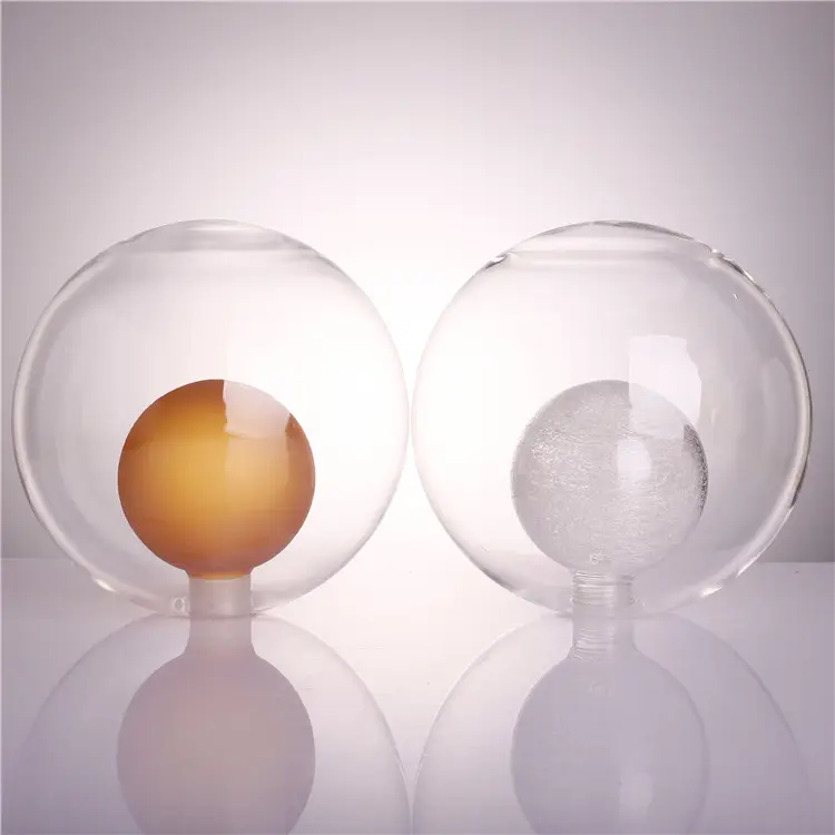 Sombra personalizada com bola de vidro, decoração de camada dupla transparente g9 borosilicate, lâmpada de globo de vidro com vidro interno de seda