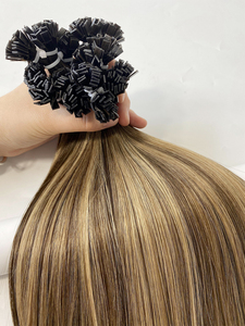2025 toptan fabrika fiyat en kaliteli düz ucu çift çizilmiş Keratin insan postişi