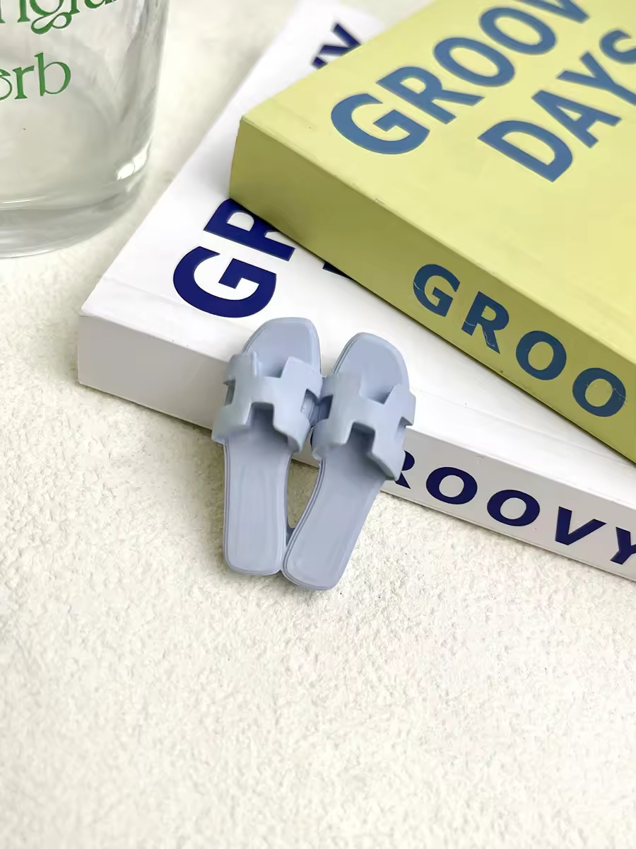 Gray blue slippers