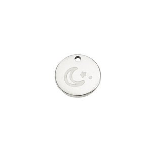 12mm כסף דקורטיבי נירוסטה כוכב ירח חמוד תליון קסם מעגל תכשיטי צמיד לנשים תכשיטי ביצוע