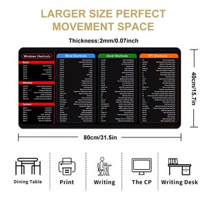 Office Excel PPT acceso directo alfombrillas de escritorio de gran tamaño Xxl versión en inglés alfombrilla de ratón alfombrilla de teclado Base de goma suave - Product Image 3