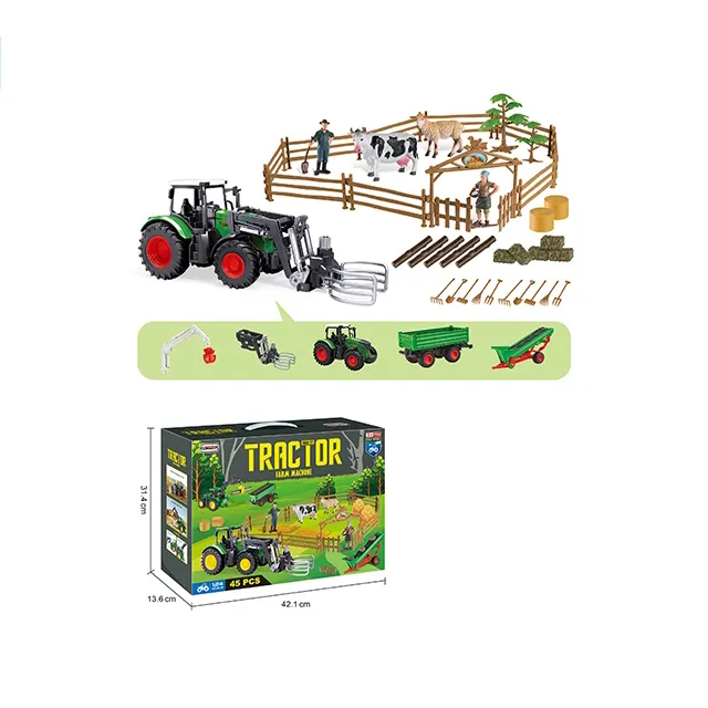 لعبة جرار للأطفال من Denko, لعبة مزرعة للأطفال مزودة بسياج وحيوانات