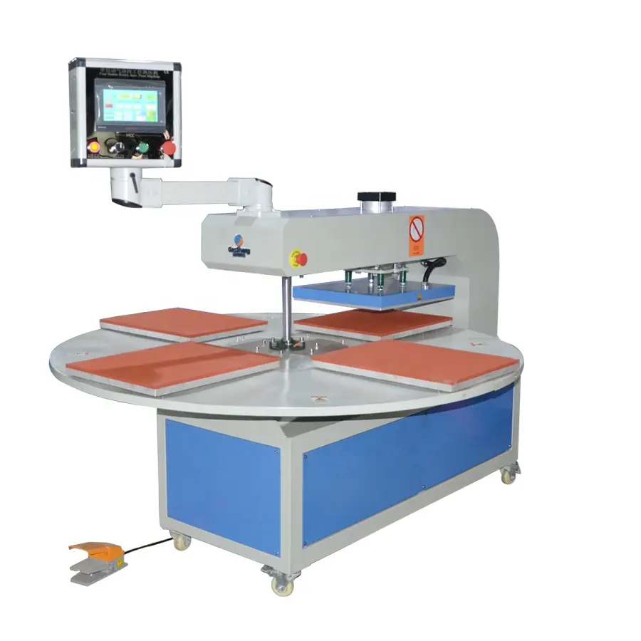 Guangdong manufacturer automatic 4 plates rotation heat press one head small label heat press machine