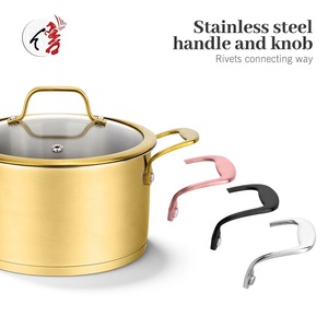 Thiết kế mới cấp thực phẩm sơn vàng thép không gỉ không dính nấu ăn chậu và chảo <span class=keywords><strong>Cookware</strong></span> Set - Product Image 4