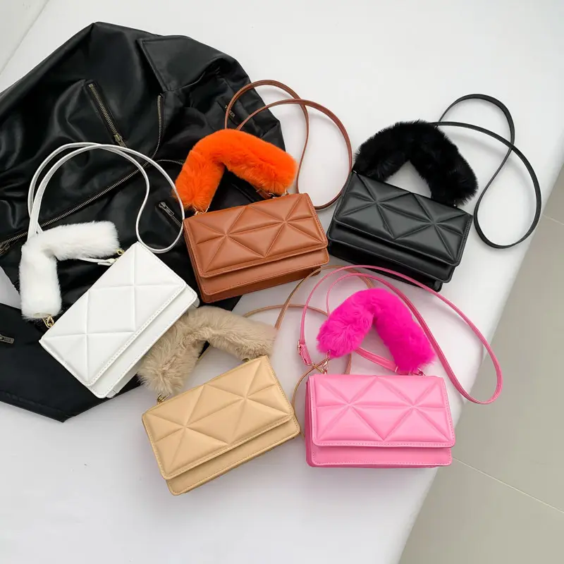 2024 тенденции онлайн сумка для покупок меховой кошелек сумка через плечо женская сумочка дамская сумочка