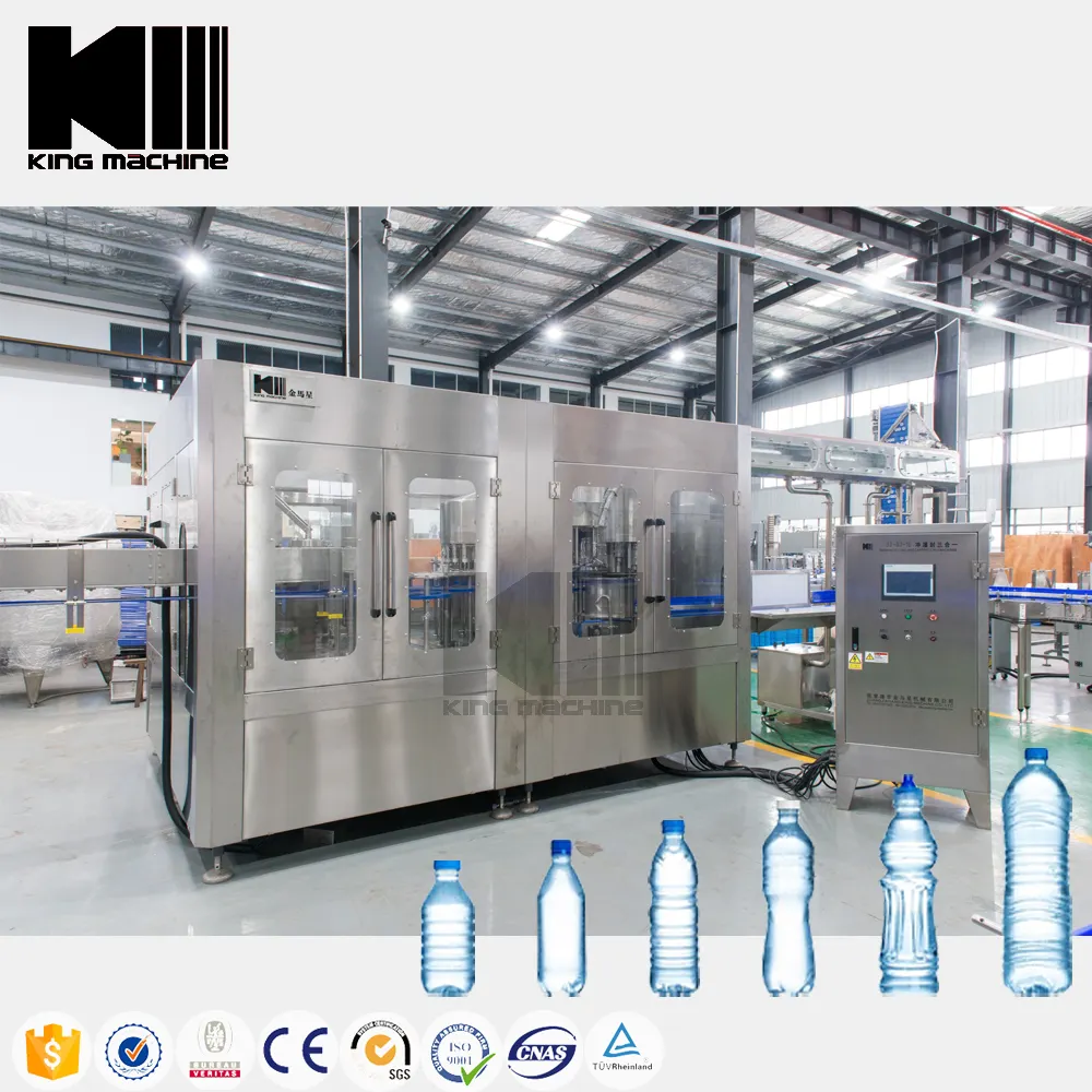 Zhangjiagang King Machine Completamente automático 280ML 330ML Máquina de llenado de botellas de agua mineral de plástico