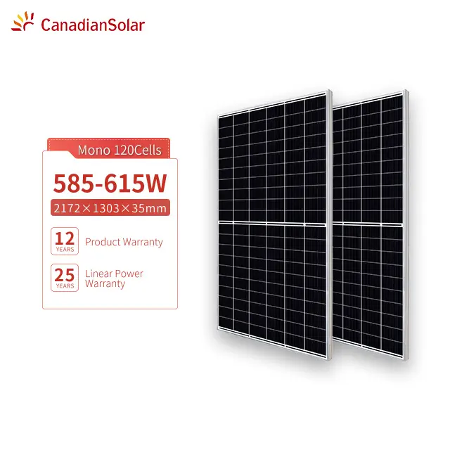 Pannello solare CanadianSolar ad alta efficienza 585w 590w 600w 610w 615w