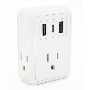 Wonplug için yeni ürün abd CA uzatma priz 3 yollu 3 USB tip C güç şeridi 10A pirinç duvar şarj çok fiş küp çorap - Product Image 1