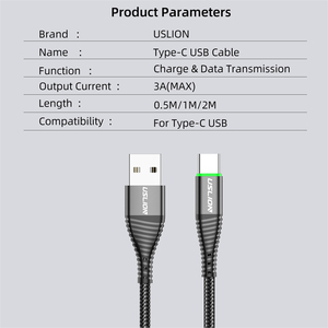 Fabrika sıcak satış yeni varış led yeşil ışık kablosu tip c hızlı şarj naylon tip c usb kablosu usb tip c 2m kablo - Product Image 5