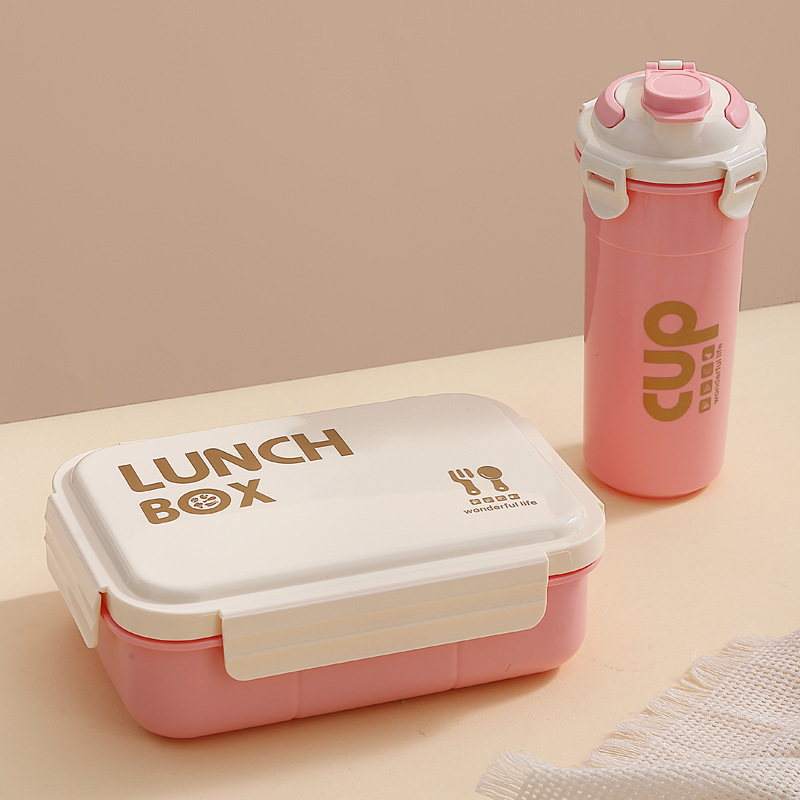 Tasse à eau rose boîte à lunch à quatre compartiments