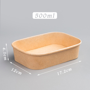 500ML el sanatları togo ambalaj gıda kutusu paket servisi kapaklı ham pirinç kağıt paketleme kutusu kase gıda ambalaj kapları - Product Image 2