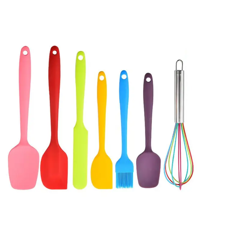 Ensemble de spatule et cuillères en silicone, 7 pièces, sans BPA, personnalisé, nouveauté