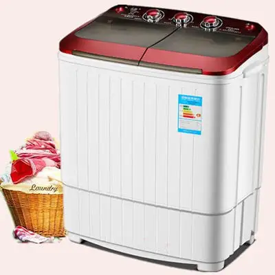 Máquina de lavar roupa semiautomática de aço inoxidável com banheira dupla de 5kg para uso doméstico e em hotel, nova condição