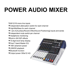 XTUGA PHY-6/10/12/16 kanal 99 DSP 350W * 2 profesyonel Powered DJ denetleyici ses karıştırma konsolu güç ses mikseri BT ile - Product Image 6