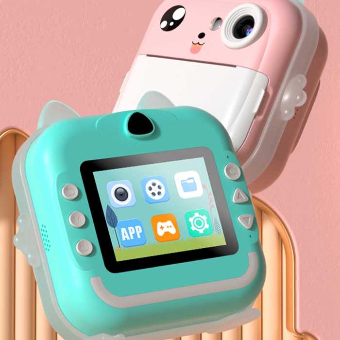 Funprint Light Ear Printer Instant Q5 Digital Selfie Camera 2.4 Inch IPS Screen Video APP Function for Children's Creativity