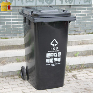 Tekerlekler ile büyük kapasiteli taşınabilir HDPE plastik geri dönüşüm çöp tenekesi - Product Image 3