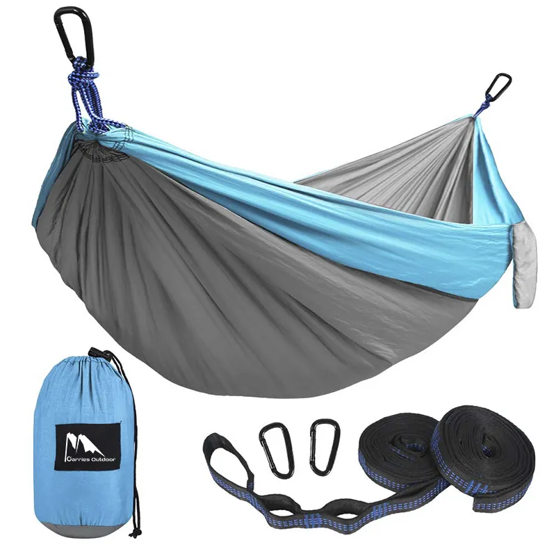 Hamaca portátil de tela de nailon para acampar, 1 persona, 210t, paracaídas
