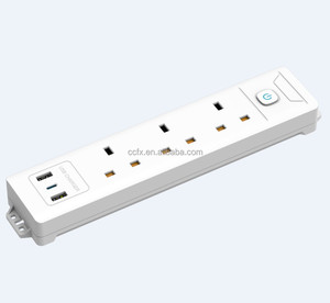 Extension Lead with USB Slots, <strong>3</strong> Way <strong>Multi</strong> Plug Extension <strong>Socket</strong> with <strong>3</strong> USB Ports, Extension Cable 2M with Switch - Product Image 1