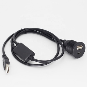 Car Dash Flush Mount USB A y USB C 2 en 1 puertos USB macho a tipo C hembra cable de extensión cargador de coche ENTRADA DE Audio - Product Image 5