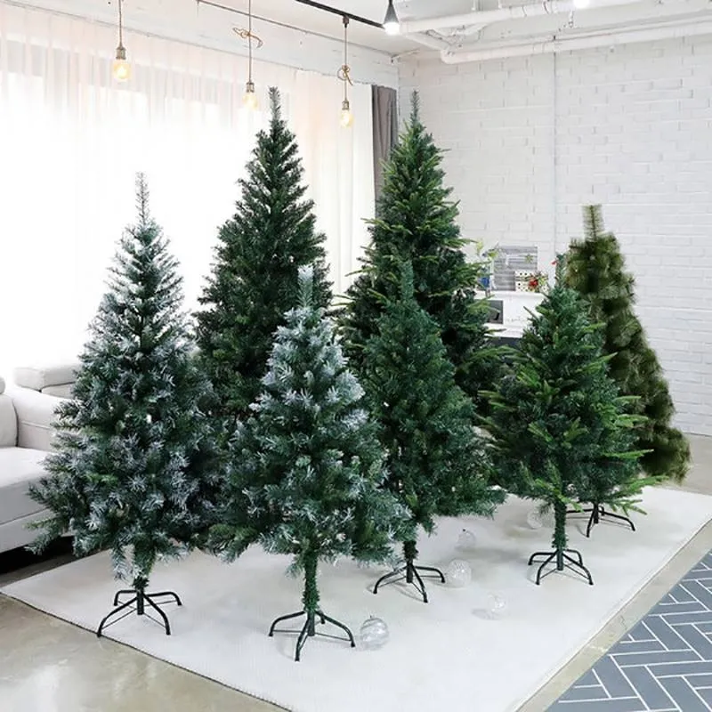 2023 lujo realista personalizado fácil enchufe grande plástico falso completo PE PVC 0,6 m-4m árbol de Navidad artificial soporte tronco Decoración