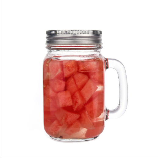 With custom printing and stainless steel straw 16oz glass mason jar