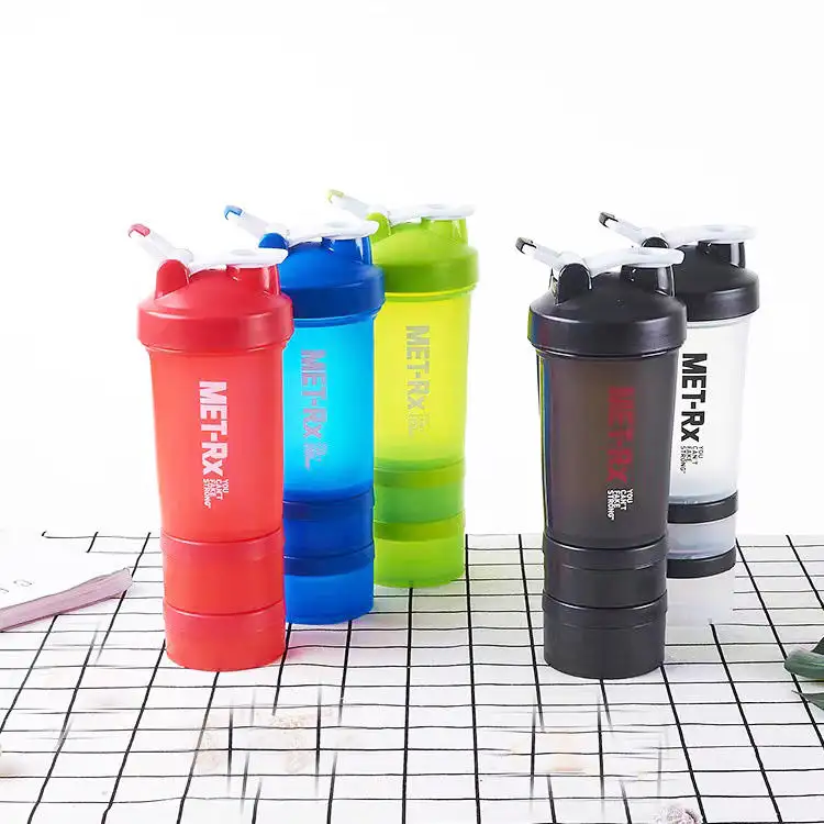 Custom Logo Fitness Sport Protien Shaker Bottle Gym 3 layer in 1 Protein Shaker Bottle with Pill powder storage