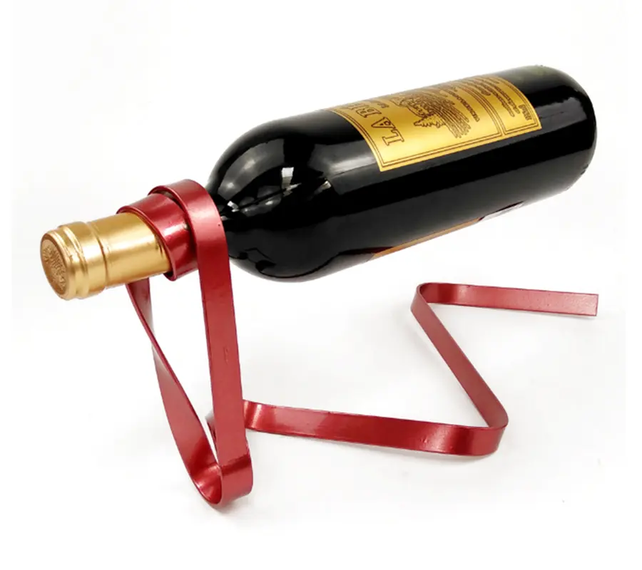 Schwebender Stand, Band Weinflaschenhalter, dekoratives Einzelflaschen-Servier-Vorführregal