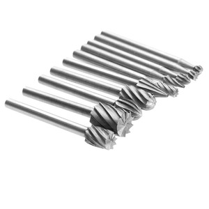 10pcs 1/8 HSS Dremel <strong>Carbide</strong> Rotary Burrs Tools <strong>Solid</strong> <strong>Wood</strong> Stone Metal Root Carving Milling Cutter Routing Router <strong>Drill</strong> Bits Set