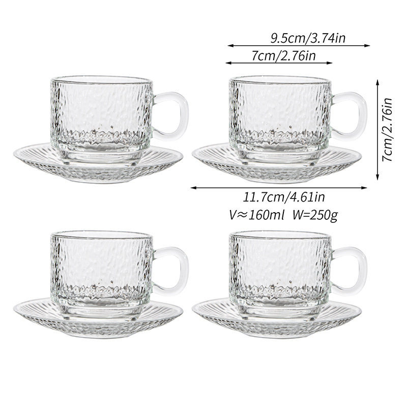 Water Ripple Pattern - 4-Piece Set - Cups and Saucers